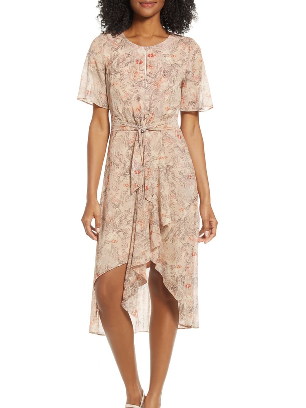 Forest Lily Knot Waist High Low Hem Dress Size 4 Floral‎ Ruffle Summer Wedding